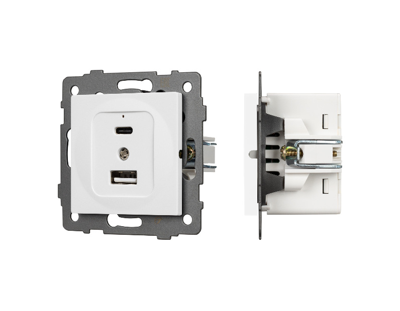 Механизм USB розетки SCT-MUAC-PL-WH-V (5V, 3A, QC4) (Arlight, -)