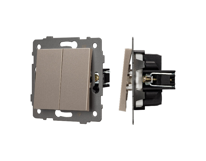 Механизм выключателя двухклавишный проходной SWT-MKP2-PL-GD-V (250V, 10A) (Arlight, -)