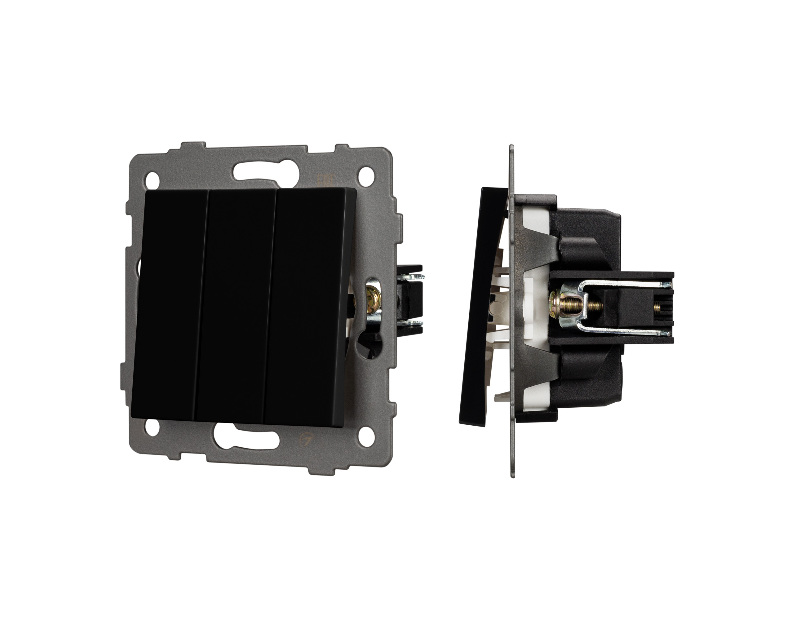 Механизм выключателя трехклавишный непроходной SWT-MK03-PL-BK-V (250V, 10A) (Arlight, -)