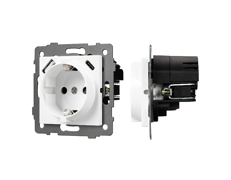 Механизм розетки с USB зарядкой SCT-MUAA-PL-WH-V (250V, 16A) (Arlight, -)