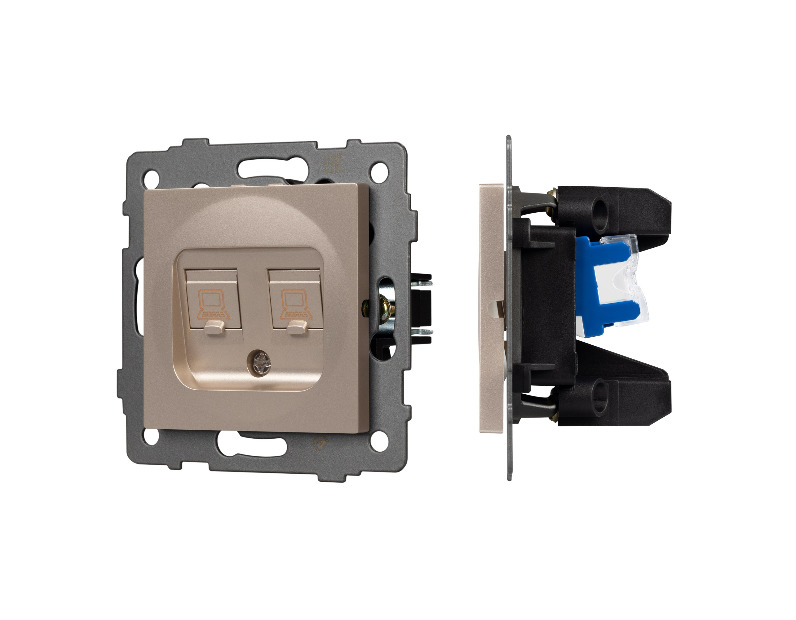 Механизм компьютерной розетки двойной SCT-MPC2-PL-GD-V (RJ-45, CAT6) (Arlight, -)