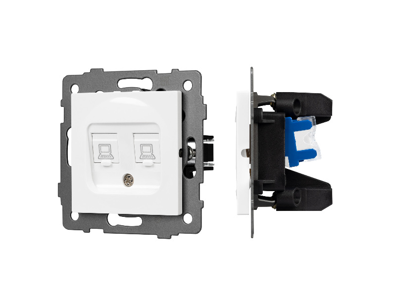 Механизм компьютерной розетки двойной SCT-MPC2-PL-WH-V (RJ-45, CAT6) (Arlight, -)