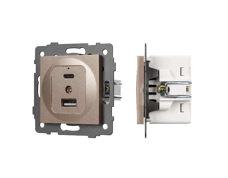 Механизм USB розетки SCT-MUAC-PL-GD-V (5V, 3A, QC4) (Arlight, -)