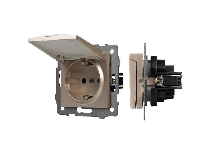 Механизм розетки влагозащищённый SCT-MCP-PL-GD-V (250V, 16A) (Arlight, -)