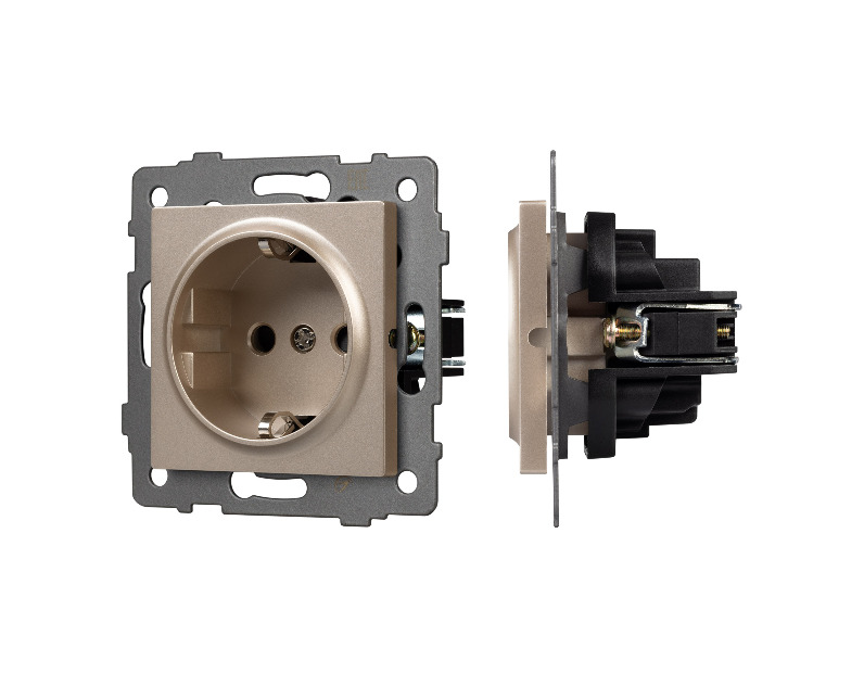 Механизм электрической розетки SCT-MEU1-PL-GD-V (250V, 16A) (Arlight, -)