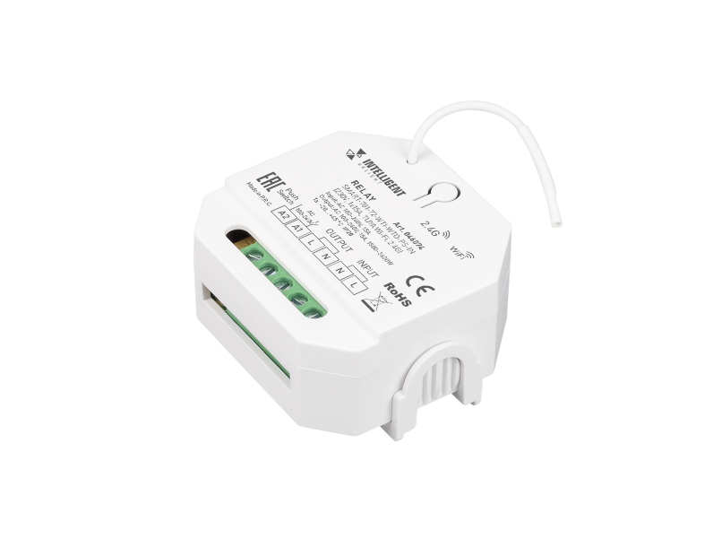 INTELLIGENT ARLIGHT Релейный модуль SMART-701-72-WTI-WTO-PS-IN  (230V, 1x15A, TUYA Wi-Fi, 2.4G) (IARL, IP20 Пластик, 5 лет)