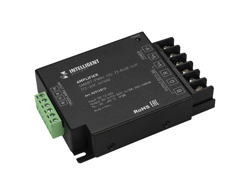 INTELLIGENT ARLIGHT Усилитель SMART-PWM-103-73-RGB-SUF Black (12-36V, 3x10A) (IARL, IP20 Металл, 5 лет)