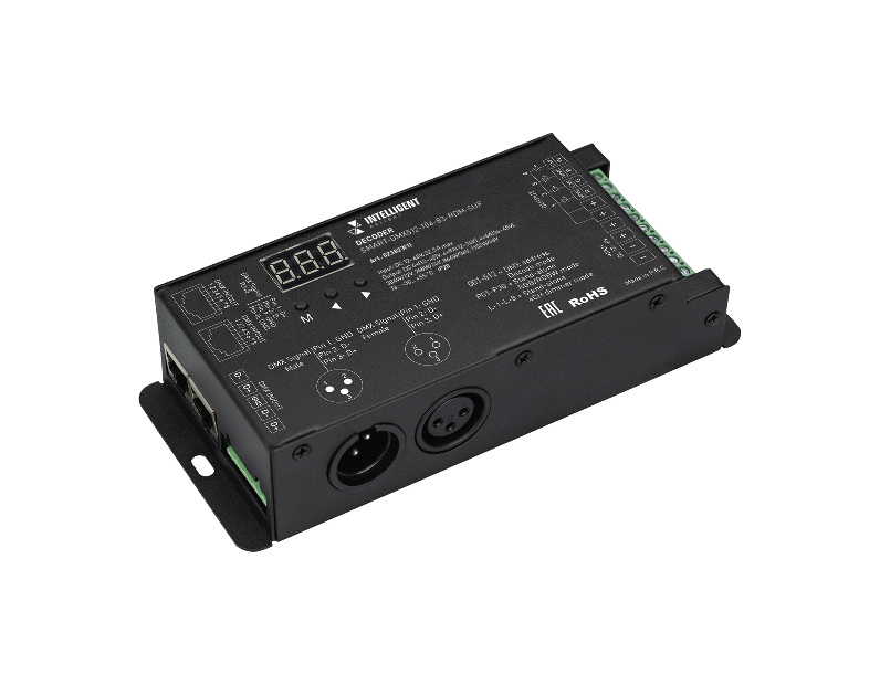 INTELLIGENT ARLIGHT Декодер SMART-DMX512-104-83-RDM-SUF (12-48V, 4x8A, XLR3/RJ45) (IARL, IP20 Металл, 5 лет)