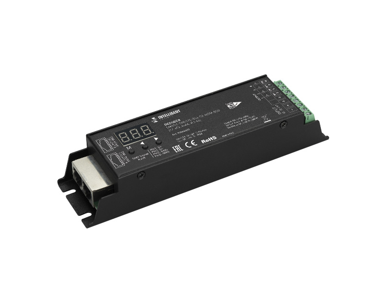 INTELLIGENT ARLIGHT Декодер SMART-DMX512-304-83-RDM-SUF Black (12-48V, 4x8A, RJ-45) (IARL, IP20 Металл, 5 лет)