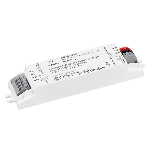 Блок питания ARJ-SP-36-PFC-DALI2-NFC-PD-WR (36W, 3-50V, 0.15-0.9A) (Arlight, IP20 Пластик, 5 лет) 050107