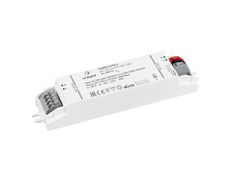 Блок питания ARJ-SP-36-PFC-NFC-WR (36W, 3-50V, 0.15-0.9A) (Arlight, IP20 Пластик, 5 лет)