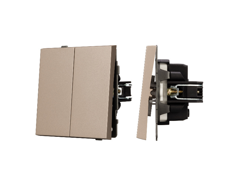 Механизм выключателя двухклавишный непроходной SWT-TENDO-MK02-PL-GD (230V, 10A) (Arlight, -)