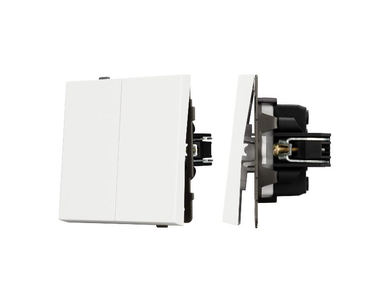 Механизм выключателя двухклавишный проходной SWT-TENDO-MKP2-SFPL-WH (230V, 10A) (Arlight, -)