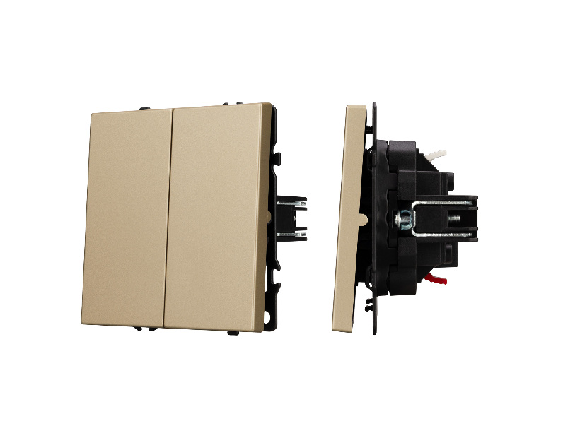 Механизм выключателя двухклавишный проходной SWT-NOBE-MKP2-SFPL-GD (230V, 10A) (Arlight, -)