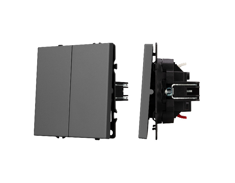 Механизм выключателя двухклавишный проходной SWT-NOBE-MKP2-SFPL-GR (230V, 10A) (Arlight, -)