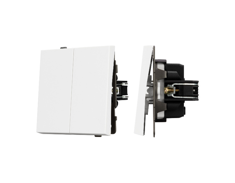 Механизм выключателя двухклавишный непроходной SWT-TENDO-MK02-PL-WH (230V, 10A) (Arlight, -)