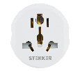 Адаптер-переходник для евровилки с/з, ультраплоский, STEKKER ADP16-06-20W , 250В, 16A, IP20,белый