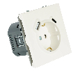 Розетка 1-местная з/ш с/з 16А + USB + Type C (механизм), Stekker, 250В, 20W, серия Эмили, белый фарфор, soft-touch, RST16-5119-01