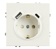 Розетка 1-местная з/ш с/з 16А + USB + Type C (механизм), Stekker, 250В, 20W, серия Эмили, белый фарфор, soft-touch, RST16-5119-01