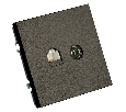 Розетка TV + компьютерная RJ-45 (механизм), STEKKER, серия Эмили, RST00-5106-09, антрацит, soft touch