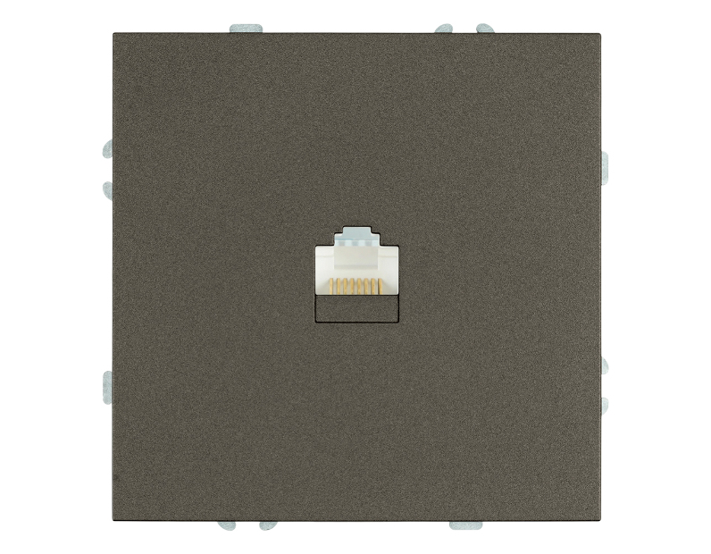 Розетка компьютерная 1-местная RJ-45 (механизм), STEKKER, серия Эмили, RST00-5117-09, антрацит, soft touch