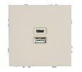 Розетка 2-местная USB + Type C (механизм), STEKKER, 250В, 20W, серия Эмили, RST10-5115-08, кашемир, soft touch