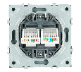 Розетка компьютерная 2-местная RJ-45 (механизм), STEKKER, серия Эмили, RST00-5111-09, антрацит, soft touch