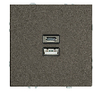 Розетка 2-местная USB + Type C (механизм), STEKKER, 250В, 20W, серия Эмили, RST10-5115-09, антрацит, soft touch