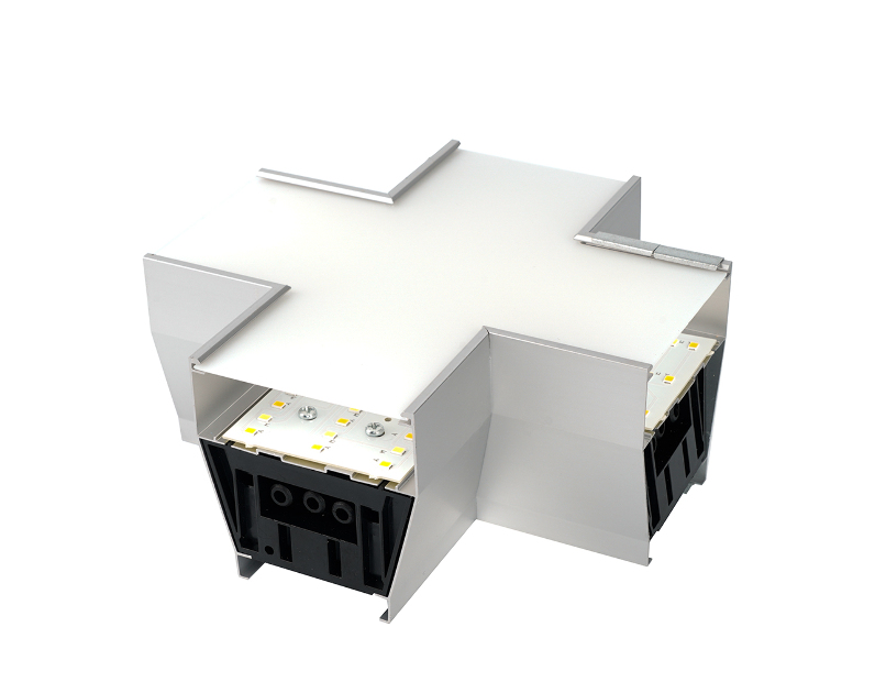 Светильник коннектор Feron AL4036X 6W 660Lm 3000К-4000К-6400K, X-образный, с ручным переключением режимов, серебро, 160*160*70мм возмож. соедин. в линию,серия RetailRay