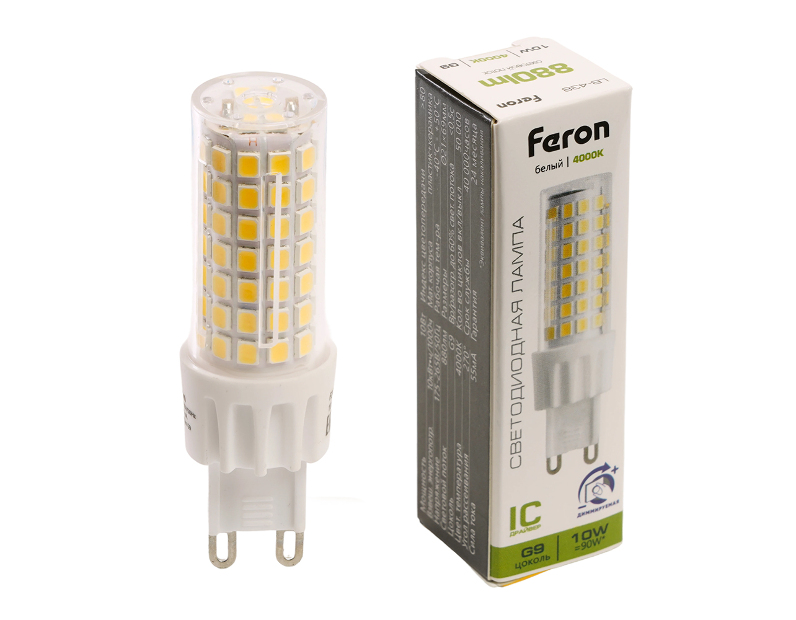 Лампа светодиодная диммируемая Feron LB-438 G9 10W 175-265V 4000K