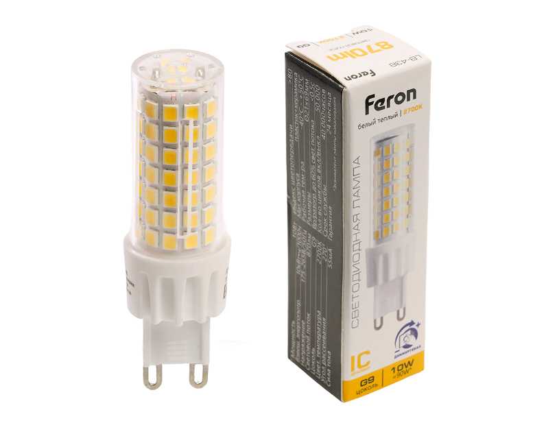 Лампа светодиодная диммируемая Feron LB-438 G9 10W 175-265V 2700K