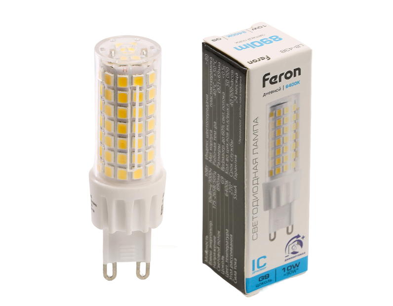 Лампа светодиодная диммируемая Feron LB-438 G9 10W 175-265V 6400K