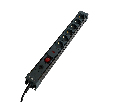 Сетевой фильтр 6-местный с/з STEKKER 3x1мм2, 1,8 м, 250В, 16А, серия Techno, HM22-61-02, черный