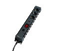 Сетевой фильтр 3-местный с/з STEKKER 3x1мм2, 5 м, 250В, 16А, серия Techno, HM22-31-05, черный