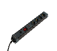 Сетевой фильтр 4-местный с/з STEKKER 3x1мм2, 3 м, 250В, 16А, серия Techno, HM22-41-03, черный
