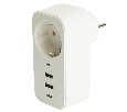 Сетевой фильтр 1-местный с/з STEKKER 250В, 16А,  2USB+1Type-C 2,4 A, серия Nova, HM81-11-1, белый