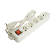 Удлинитель 4-местный с/з с выключ. STEKKER HM071-41-02 3x1мм2, 2м, 250В, 16А, 1USB+2C, 2.4A, сер Home, белый