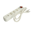 Удлинитель 4-местный с/з с выключ. STEKKER HM071-41-02 3x1мм2, 2м, 250В, 16А, 1USB+2C, 2.4A, сер Home, белый