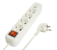 Удлинитель 4-местный с/з с выключ. STEKKER HM071-41-03 3x1мм2, 3м, 250В, 16А, 1USB+2C, 2.4A, сер Home, белый