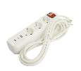 Удлинитель 3-местный с/з с выключ. STEKKER HM071-31-02 3x1мм2, 2м, 250В, 16А, 1USB+2C, 2.4A, сер Home, белый