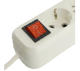 Удлинитель 3-местный с/з с выключ. STEKKER HM071-31-02 3x1мм2, 2м, 250В, 16А, 1USB+2C, 2.4A, сер Home, белый
