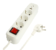 Удлинитель 3-местный с/з с выключ. STEKKER HM071-31-02 3x1мм2, 2м, 250В, 16А, 1USB+2C, 2.4A, сер Home, белый