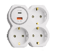 Разветвитель сетевой на 3 выхода с/з, STEKKER, 250В, 16А, USB A+Type C, 2,4А, PD, белый/серый ADP16-17-20