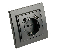 Розетка 1-местная с/з STEKKER, PST16-9016-03, 250В, 16А с USB+ type C, серия Эрна, черный