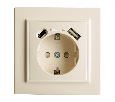 Розетка 1-местная с/з STEKKER, PST16-9016-02, 250В, 16А с USB+ type C, серия Эрна, слоновая кость
