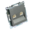 Розетка компьютерная 2-местная RJ-45 (механизм) STEKKER GLS00-7109-06 , серия Катрин, графит