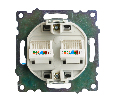 Розетка компьютерная 2-местная RJ-45 (механизм) STEKKER GLS00-7109-06 , серия Катрин, графит