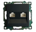 Розетка компьютерная 2-местная RJ-45 (механизм) ,STEKKER ,GLS00-7109-05, серия Катрин, черный