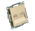 Розетка компьютерная 2-местная RJ-45 (механизм) STEKKER GLS00-7109-08, серия Катрин, золото