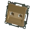 Розетка компьютерная 2-местная RJ-45 (механизм) STEKKER GLS00-7109-08, серия Катрин, золото
